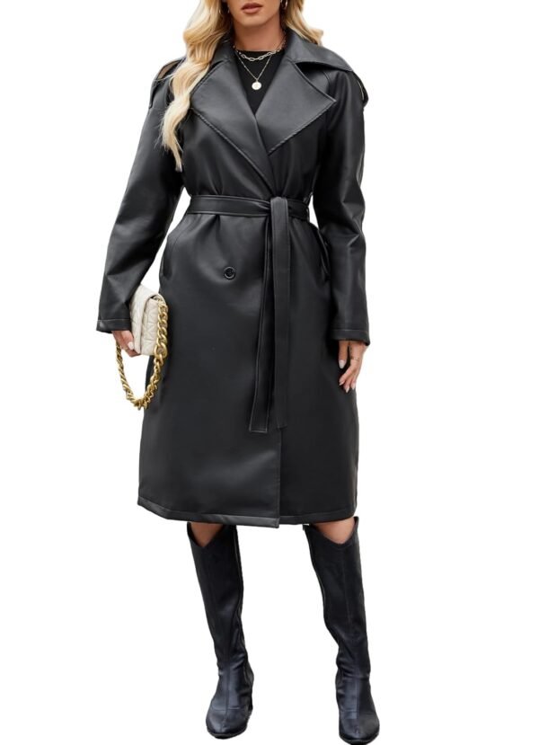 Women Leather Long Coat