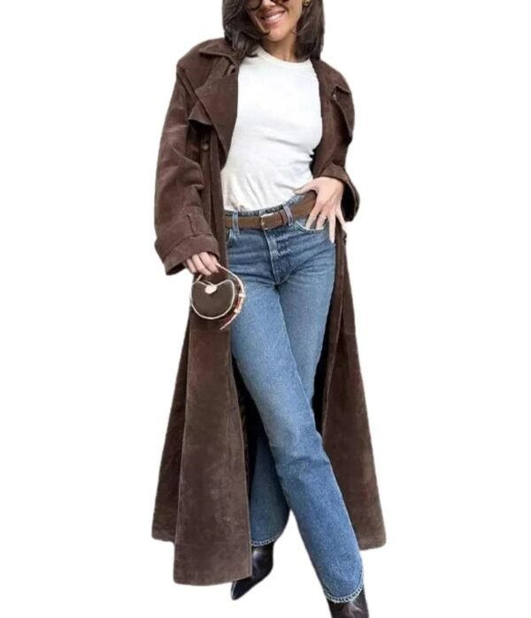 Women Leather Long Coat