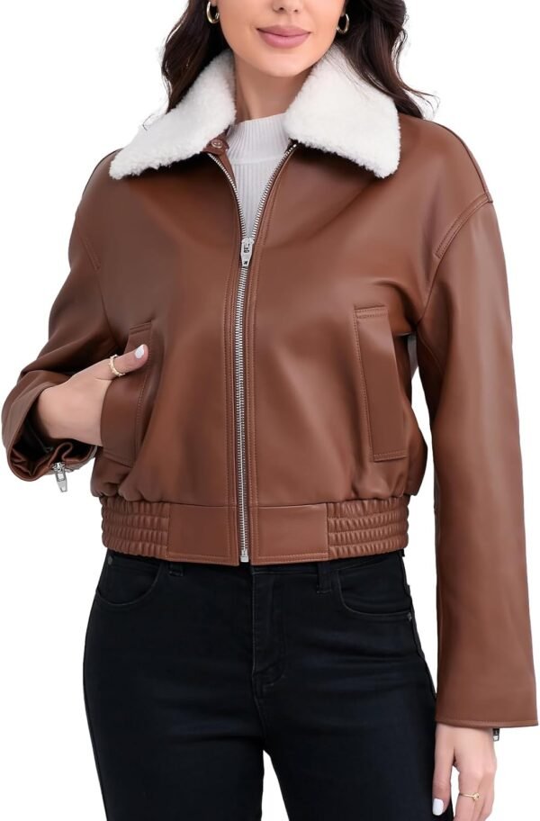 Shearling Leather Fashion Jacket - Image 3