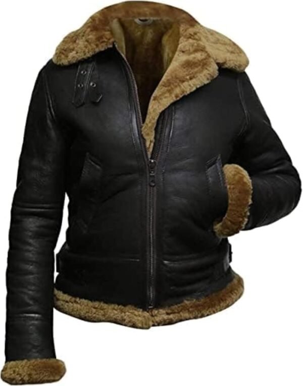 Shearling Leather Fashion Jacket - Image 2