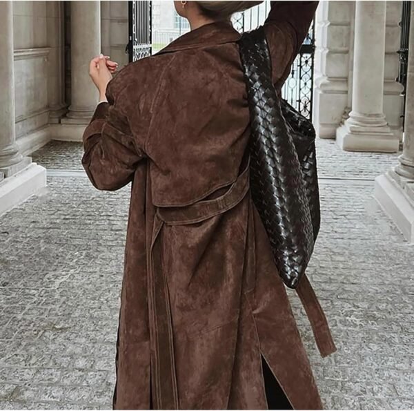 Women Leather Long Coat - Image 2