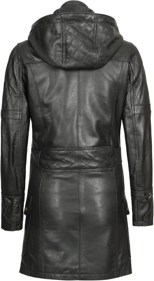 Women Leather Long Coat - Image 2