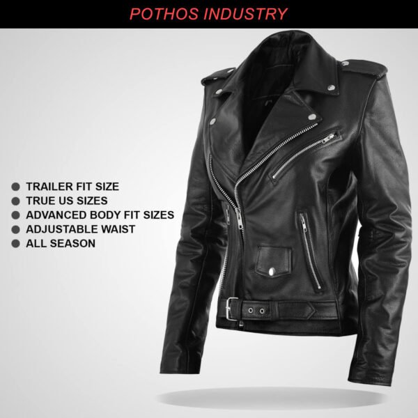 Women Biker Leather Jacket - Image 2