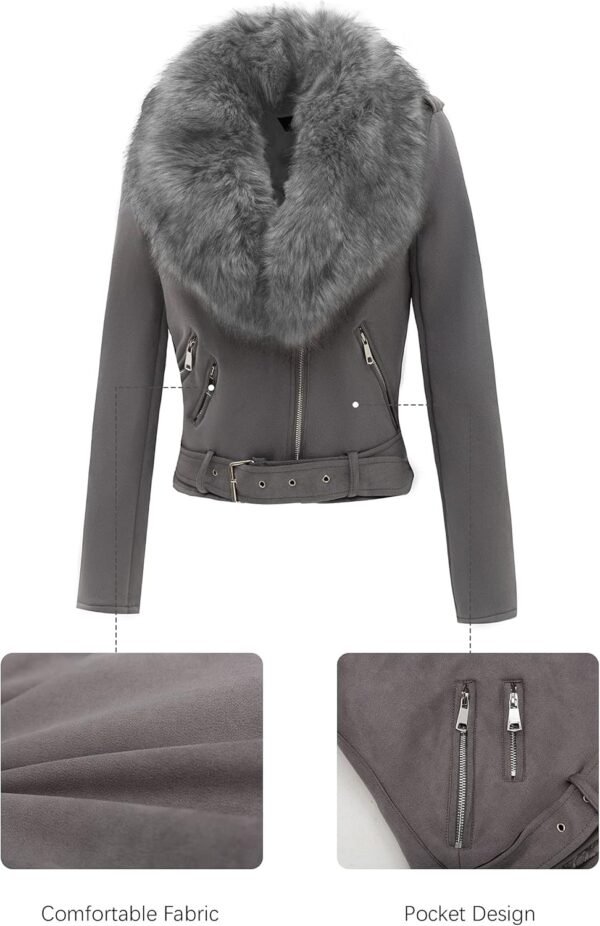 Shearling Leather Fashion Jacket - Image 3