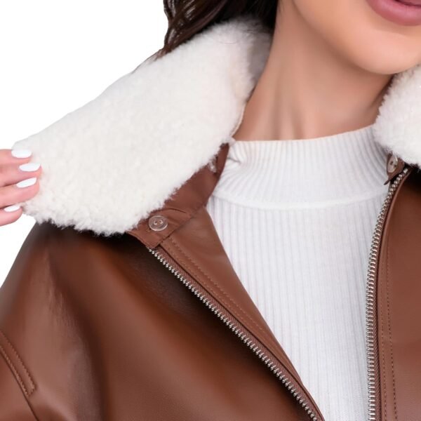 Shearling Leather Fashion Jacket - Image 4